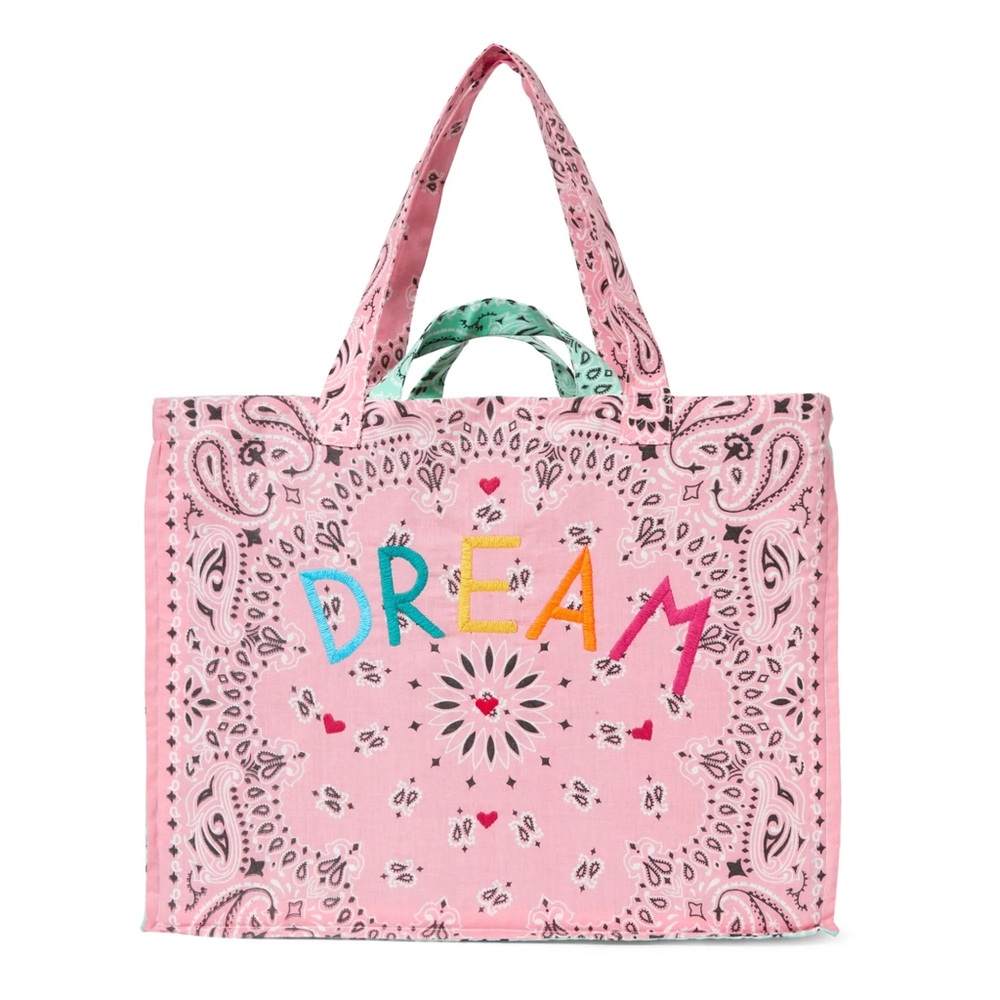NWT DREAM Embroidered Bag Call It By Your Name Brand Bandana Print Tote